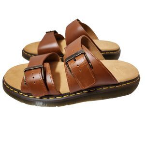 Dr. Martens Josef Sandals Men’s 13 Oak Analine Leather Double Buckle NWT